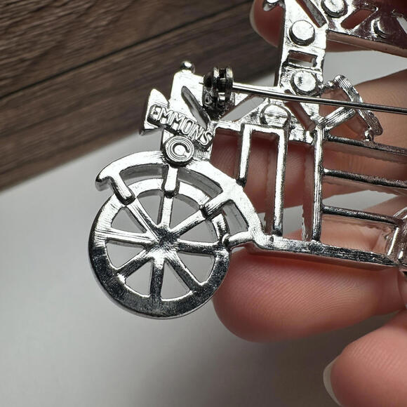 EMMONS Rhinestone Model T Retro Car Vehicle Brooch Pin Vintage Signed - Picture 7 of 10